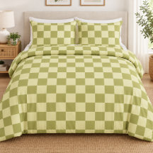 Sage green &beige chequered