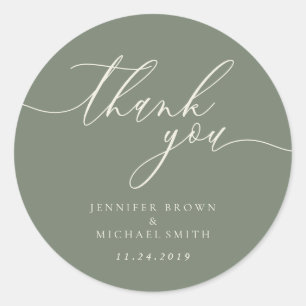 Sage Green Beige concept Details Signature text Classic Round Sticker