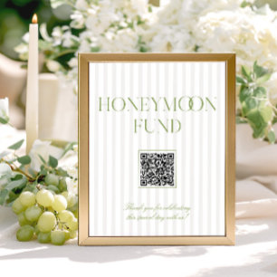 Sage Green & Beige Honeymoon Fund QR Code Sign