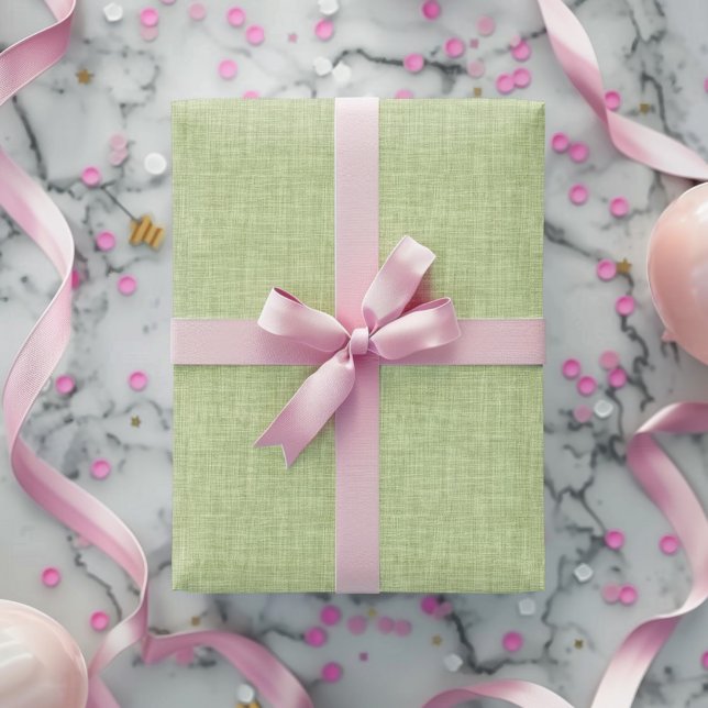 Sage Green Beige Linen Texture Wrapping Paper (Creator Uploaded)