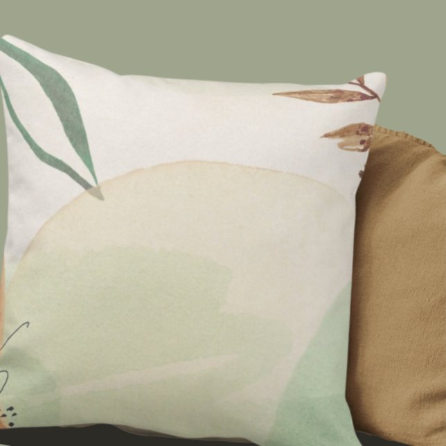 Sage Green & Beige Minimalist Natural Abstract Cushion (Creator Uploaded)