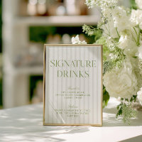 Sage Green & Beige Signature Drinks Menu