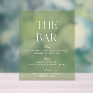 Sage Green & Beige Wedding Acrylic Bar Sign