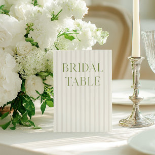 Sage Green & Beige Wedding Bridal Table Number