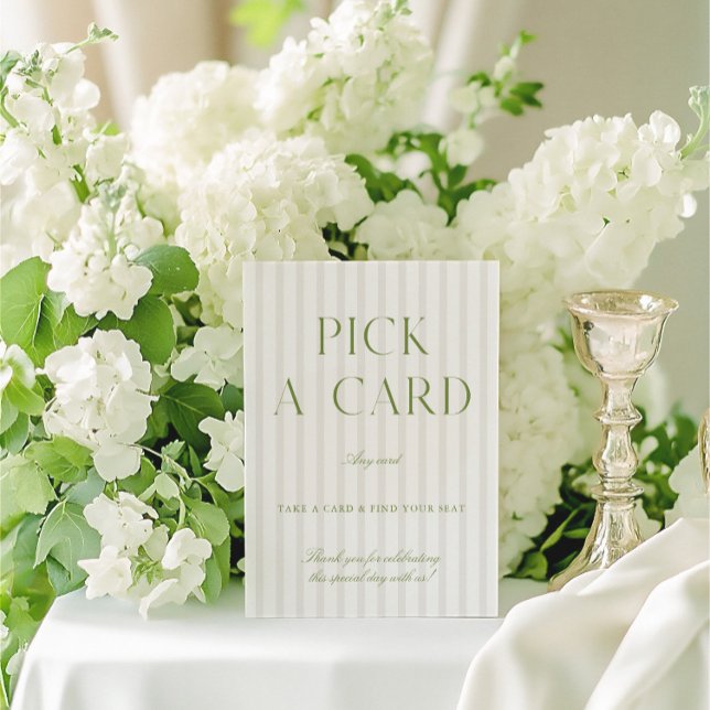 Sage Green & Beige Wedding Pick a Card Sign (Sage Green & Beige Wedding Pick a Card Sign)