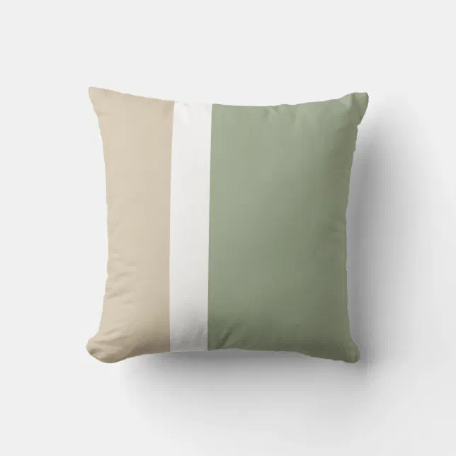 Sage Green Beige White Colour Block Minimalist Cushion Zazzle