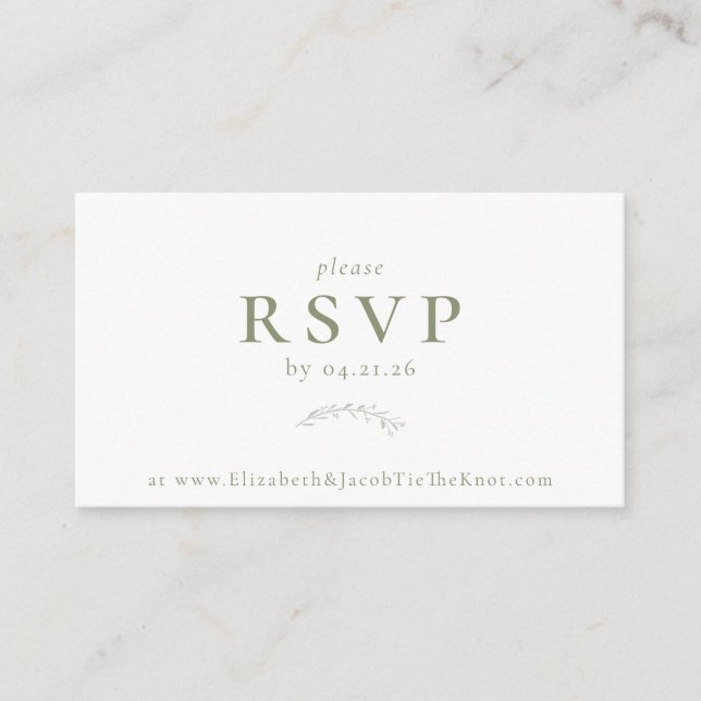 Sage Green Berries and Leaves Wedding RSVP Card (Front)