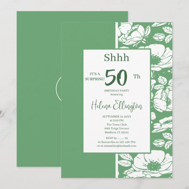 Sage Green Birthday Invitation (Front/Back)