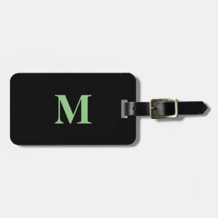Sage Green Black Monograms Gift Party Favour Luggage Tag