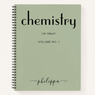 Sage Green Black Personalised Chemistry Notebook