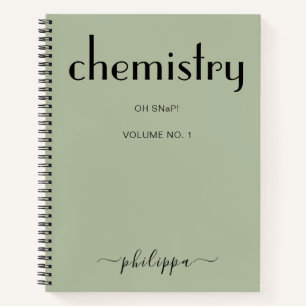 Sage Green Black Personalized Chemistry Notebook