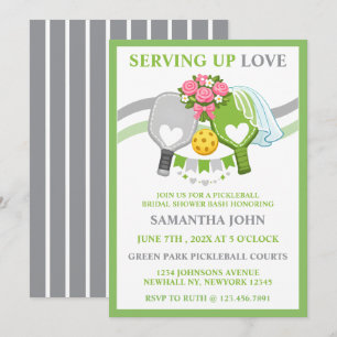 Sage Green & Black Pickleball Bridal Shower Invitation