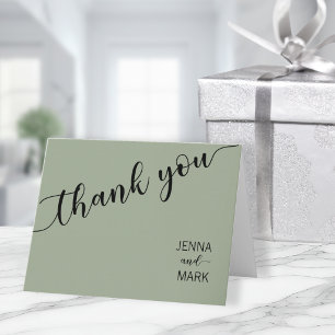 Sage Green Black Script Love Thank You Card