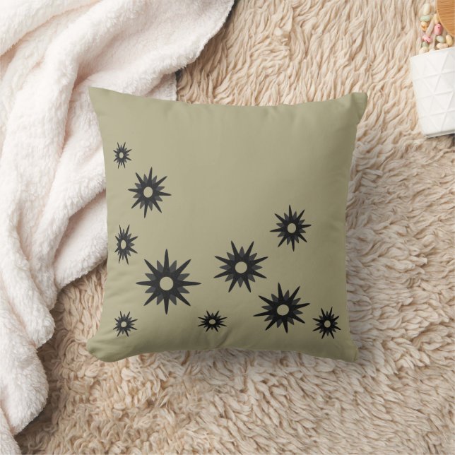 Sage Green & Black Starburst Design Cushion (Blanket)