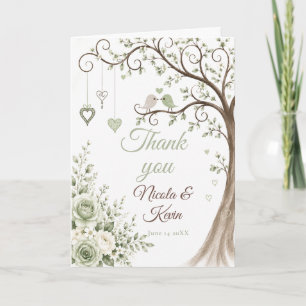 Sage Green Blossom Anniversary Party Thank You Card