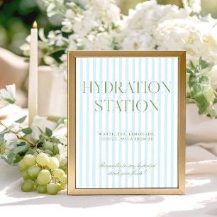 Sage Green & Blue Stripe Hydration Station Sign
