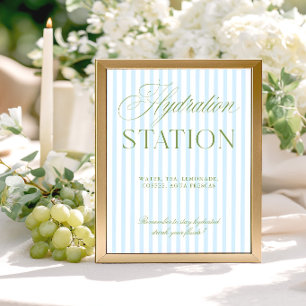 Sage Green & Blue Wedding Hydration Station Sign