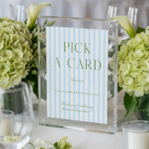 Sage Green & Blue Wedding Pick a Card Sign