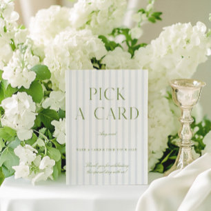 Sage Green & Blue Wedding Pick a Card Sign