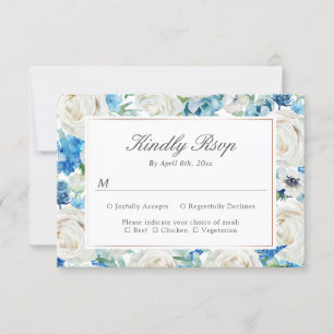 Sage Green Blue White Botanical Floral Border RSVP