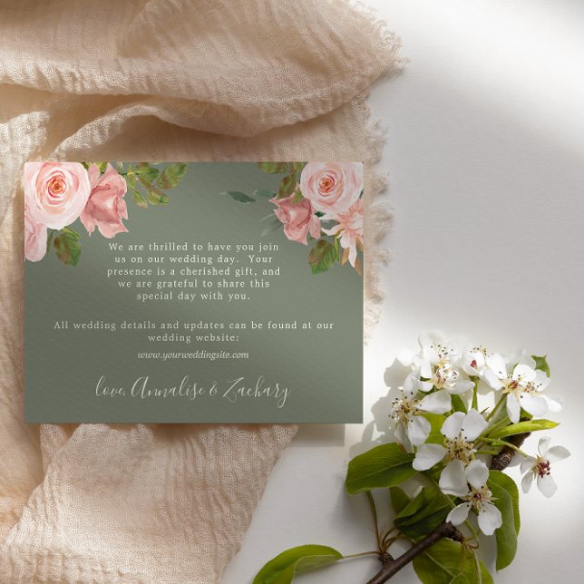 Sage Green Blush Floral Wedding Enclosure Card (Creator Uploaded)