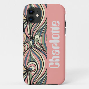 Sage Green, Blush Pink, Dusty Blue Retro Swirl  iPhone 11 Case