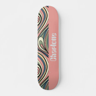 Sage Green, Blush Pink, Dusty Blue Retro Swirl  Skateboard