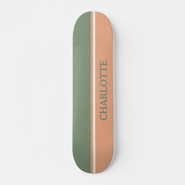 Sage Green & Blush Pink Skateboard (Front)