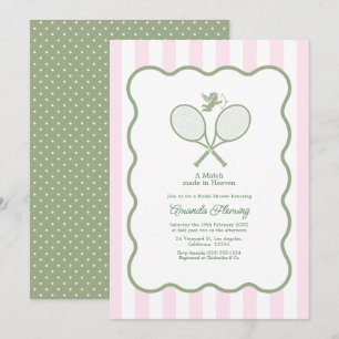 Sage Green & Blush Preppy Tennis Bridal Shower Invitation