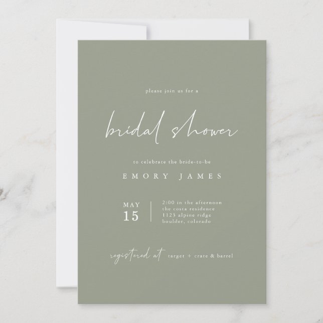 Sage Green Bohemian Bridal Shower Invitation (Front)
