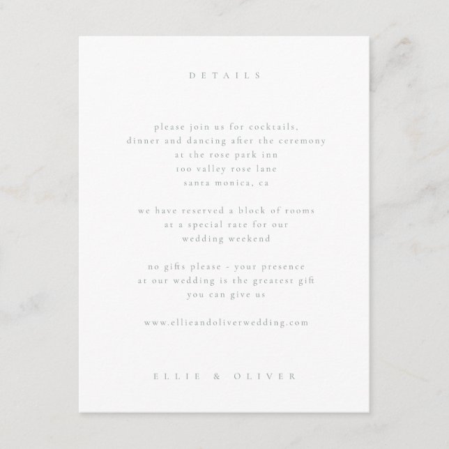 Sage Green Boho 1 Wedding Modern Enclosure Card (Front)