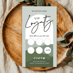 Sage Green Boho Arch Logo Makeup Artist Beauty VIP Loyalty Card