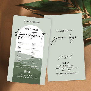 Sage Green Boho Arch Logo Makeup Hair Salon Appointment Card
