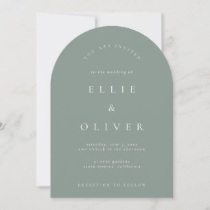 Sage Green Boho Arch Modern Wedding Invitation