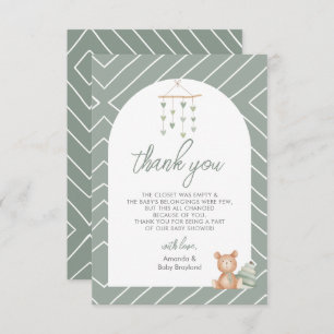 Sage Green Boho Baby Nursery Thank You Card