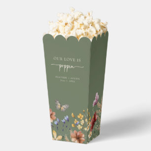 Sage Green Boho Butterfly Popcorn Favour Box
