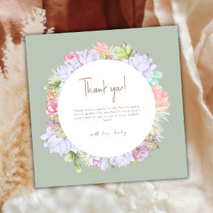 Sage Green Boho Cactus Desert Baby Shower Thank You Card