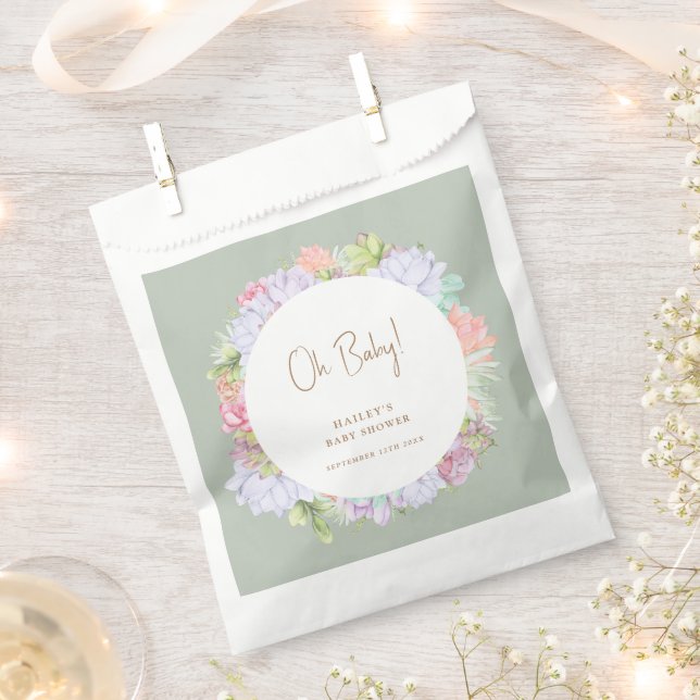 Sage Green Boho Cactus Desert Oh Baby Shower  Favour Bags (Clipped)
