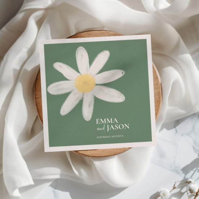 Sage Green Boho Daisy Floral Napkins (Creator Uploaded)