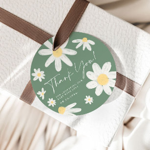 Sage Green Boho Daisy Flower Favour Tags