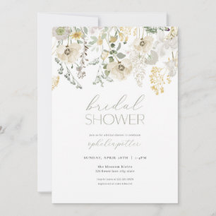 Sage Green Boho Floral Bridal Shower Invitation