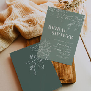 Sage Green Boho Floral Bridal Shower Invitation