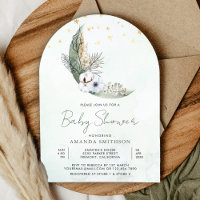 Sage Green Boho Floral Moon Arch Baby Shower