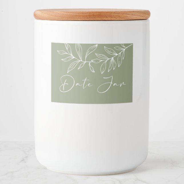 Sage Green Boho Flowers Date Night Jar Food Label (Front)