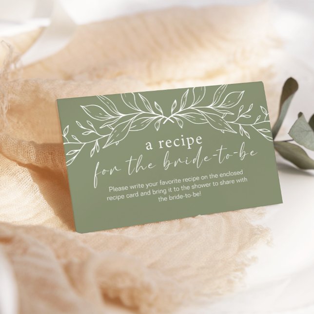 Sage Green Boho Flowers Wedding Recipe Enclosure Card (Creator Uploaded)