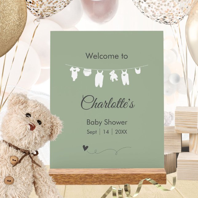 Sage Green Boho Minimalist Baby Shower Acrylic Sign (Sage Green Boho Minimalist Baby er Acrylic Sign ©Susanne Sachers - Sunny Mind 🌞)