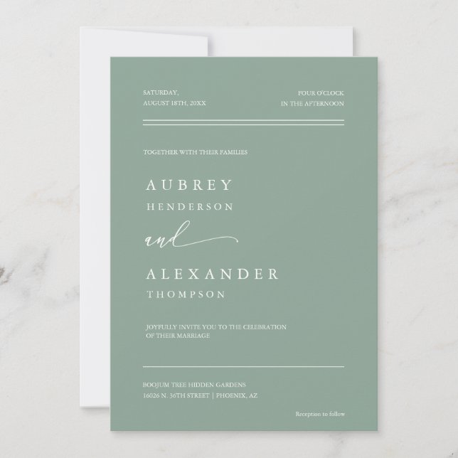 Sage Green Boho Minimalist QR Code Wedding Photo Invitation (Front)