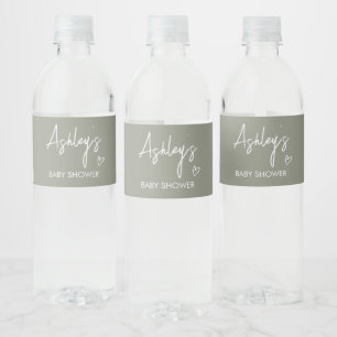 Sage Green Boho Minimalist Water Bottle Label