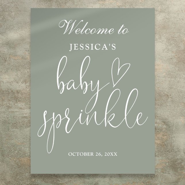 Sage Green Boho Neutral Baby Sprinkle Welcome Sign (Sage Green Boho Neutral Baby Sprinkle Welcome Sign)