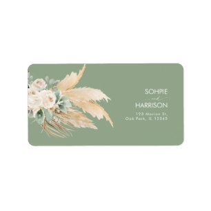 Sage Green Boho Pampas Grass Address Label